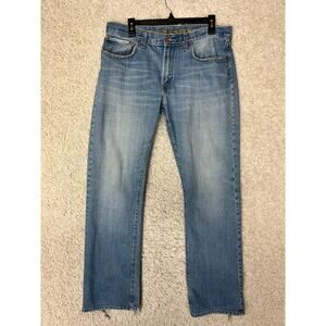 GAP Premium Low Rise Boot Jeans Mens 34x34 Blue Denim Faded Distressed Comfort
